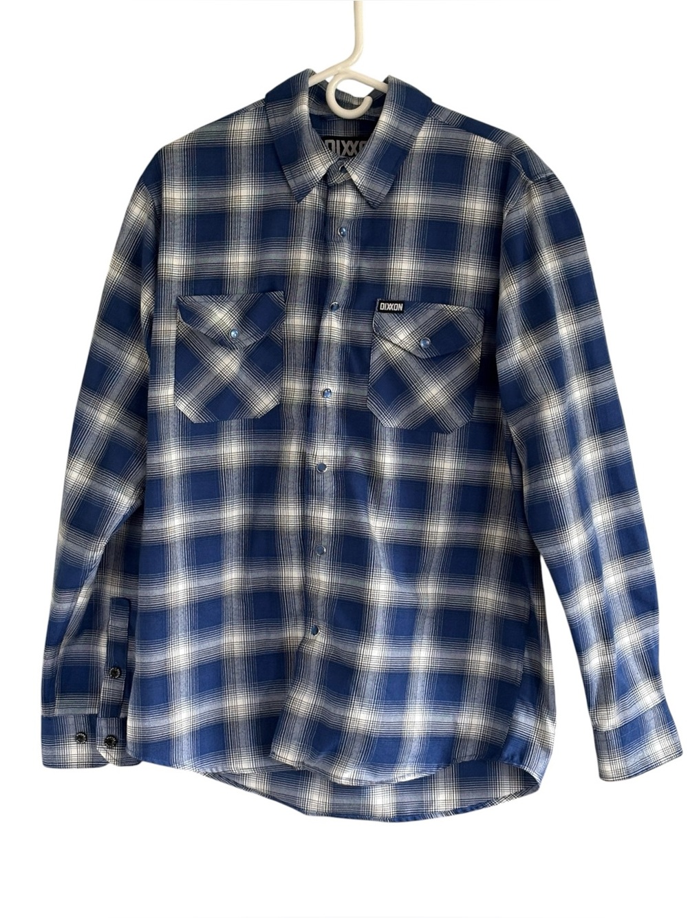 Dixxon Flannel Company Deluxe Mens Plaid Snap Shirt Size Medium Blue Polarius